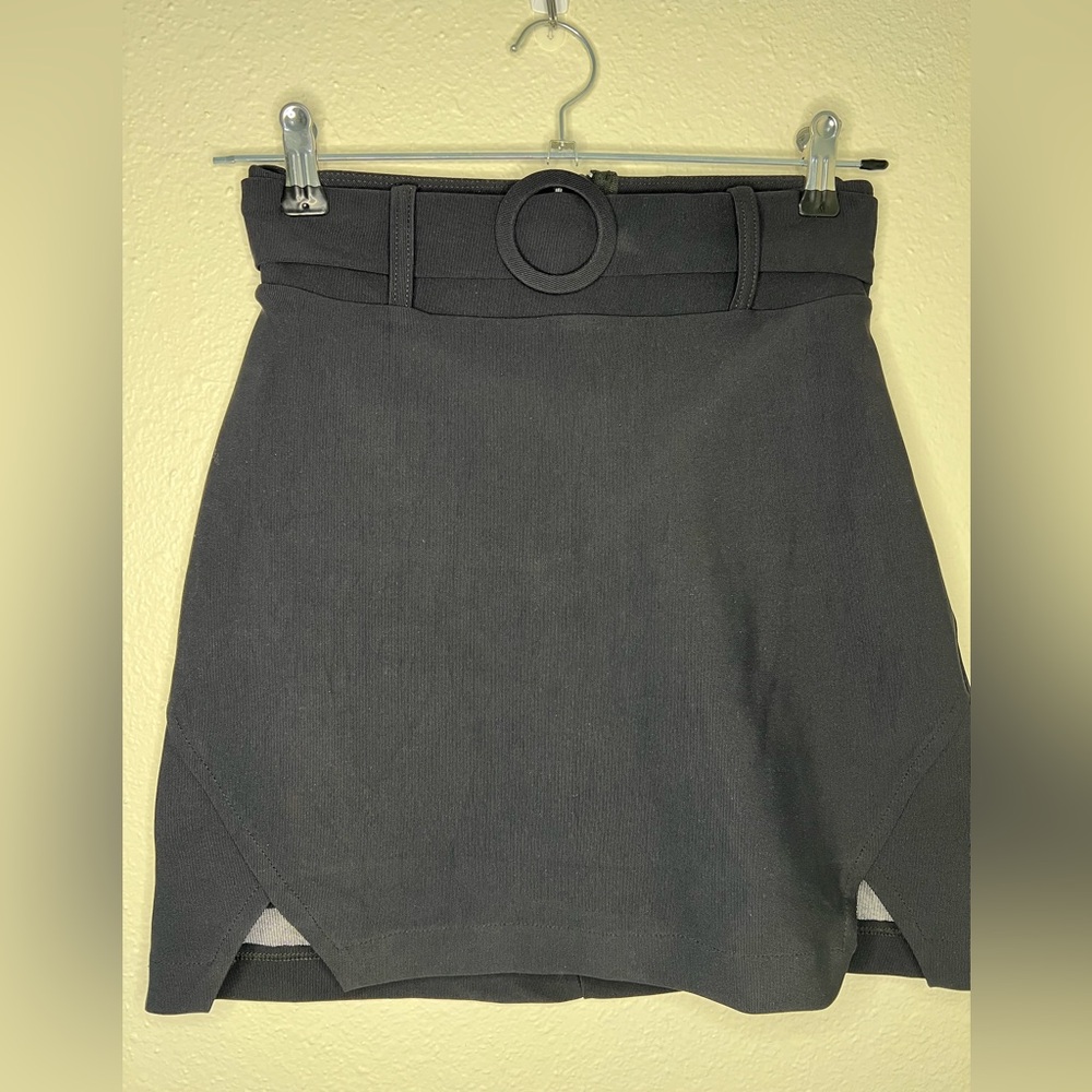 Black Mini Pencil Skirt with Slit